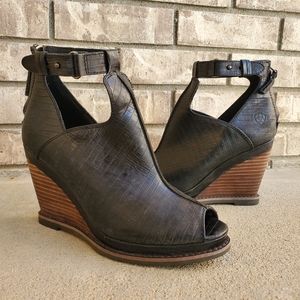 Ariat Backstage Wedge Peeptoe leather women's shoes NWOT 10019927